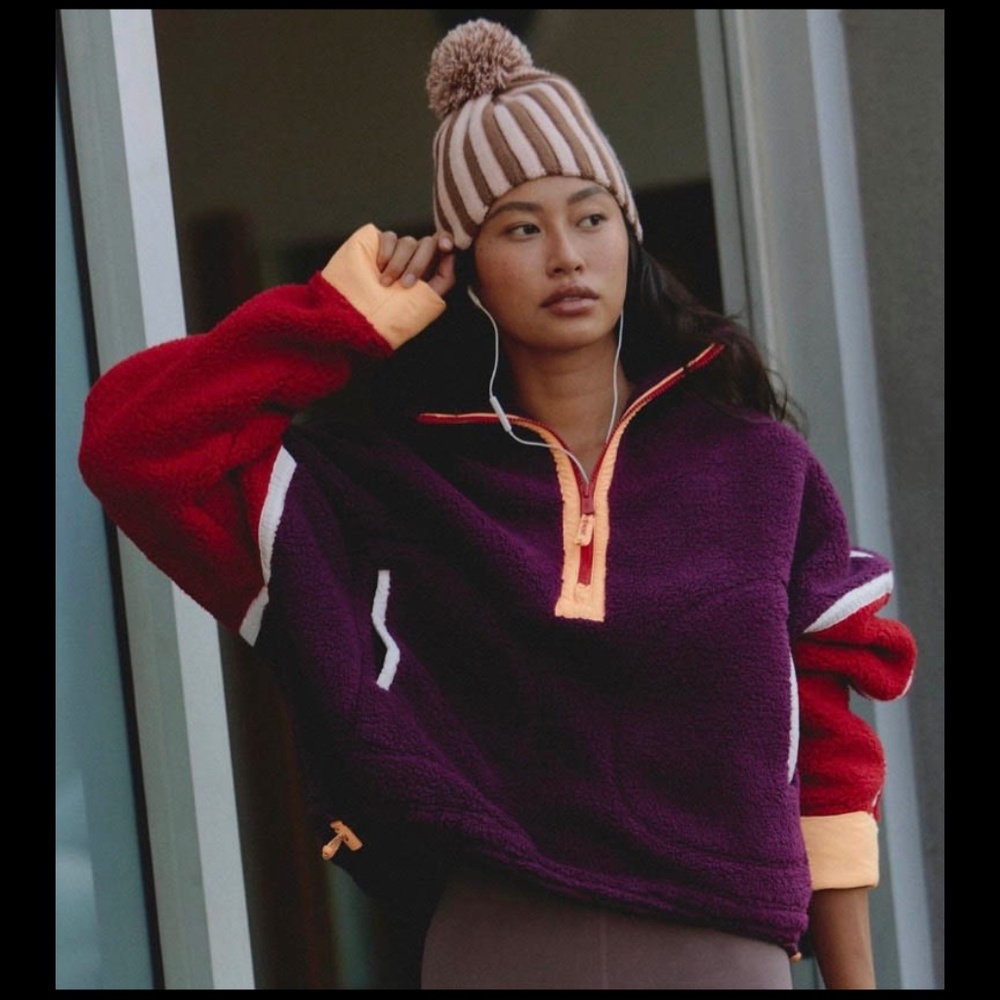 NWT Free People Movement Mountain High Colorblock Half Zip Fleece